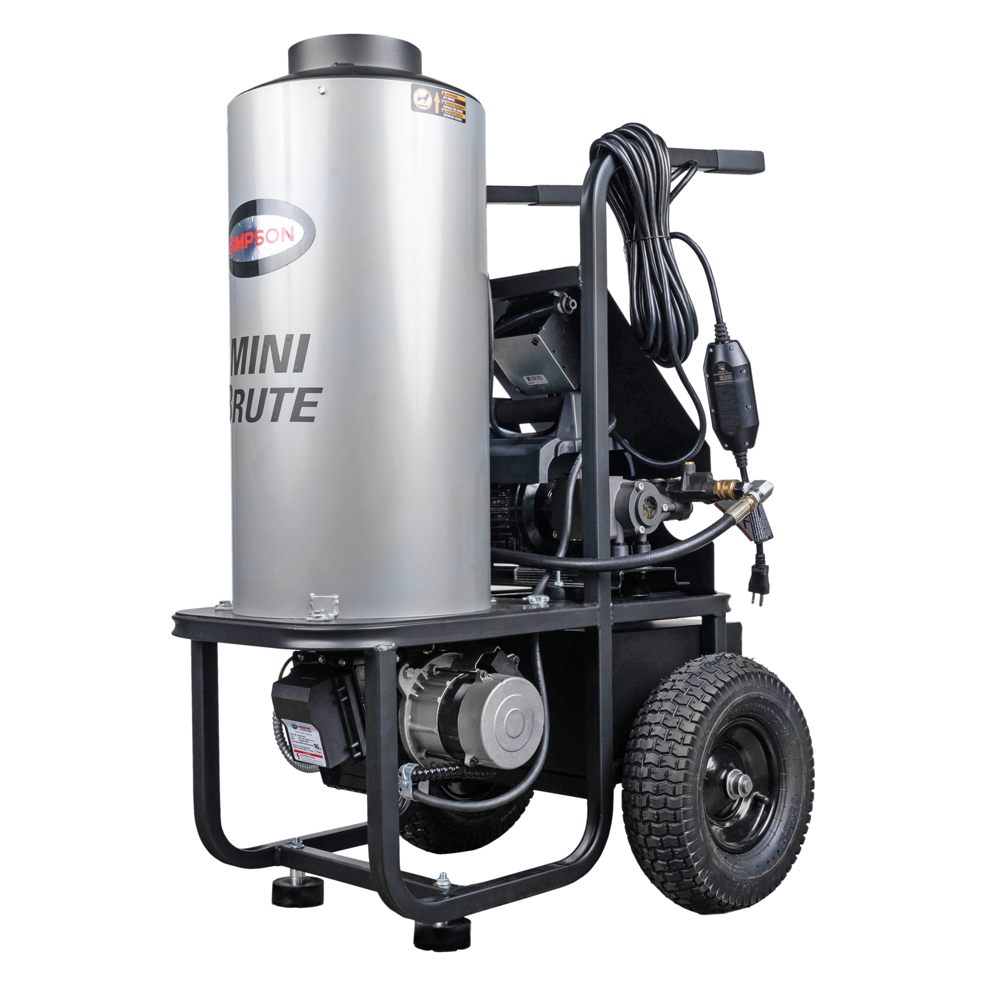 Simpson Mini Brute Hot Water Professional Electric Pressure Washer — 1500 PSI, 1.8 GPM, Triplex Pump, 50ft. Hose, Model# MB1518012A
